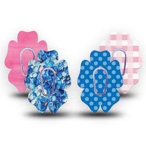 ExpressionMed Cotton Candy Coast Variety Pack Dexcom G6 Flower Shape Tape, 4-Pack Tape and 4-Pack Stickers Variety Barbie Doll Inspired, Adhesive Patch Continuous Glucose Monitor Design