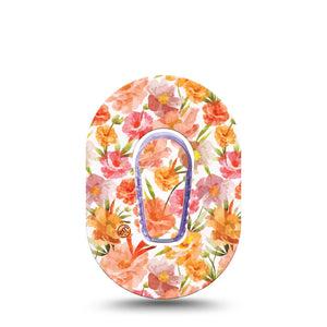 ExpressionMed Peach Dusk Dexcom G6 Mini Tape, Single Tape and Single Sticker Peachy Florals, Adhesive Tape CGM Design