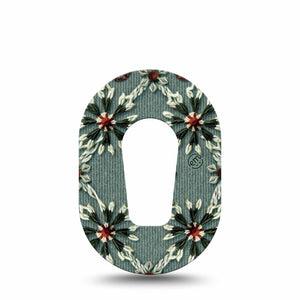 ExpressionMed Green Embroidery Dexcom G6 Mini Tape, Single Tape Autumn Winter Style Embroidery, Adhesive Tape CGM Design