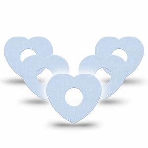 ExpressionMed Light Wash Jeans Freestyle Libre 3 and Libre 3 Plus Heart Shape Tape, 5-Pack Tape Solid Light Blue, Patch CGM Design