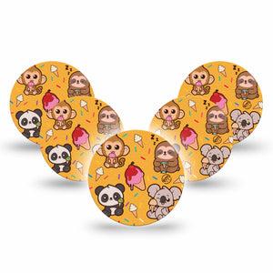 ExpressionMed Ice Cream Buddies Freestyle Libre 3 and Libre 3 Plus Overpatch, 5-Pack Tape Baby Animals, Adhesive Patch CGM Design