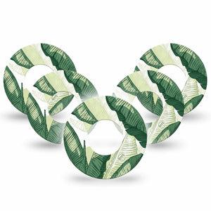 ExpressionMed Palm Leaf Freestyle Libre, Libre 2 Plus, and Abbott Lingo Gumdrop, 5-Pack Layered green foliage Decorative Patch for Continuous Glucose Monitor