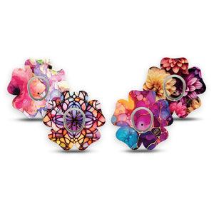 ExpressionMed Prism Ink Dexcom G7 and Dexcom Stelo Glucose Biosensor System Flower, tape and sticker  prismatic design Fixing Ring Patch for CGM