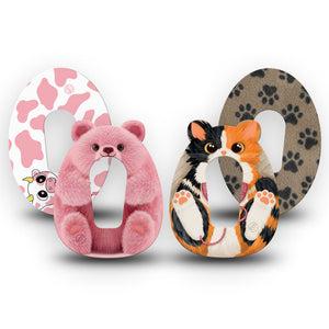 ExpressionMed Cozy Critters Dexcom G6, 4-Pack Tape Animal lovers inspired Decorative Adhesive Tape for CGM