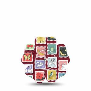 ExpressionMed Postage Stamp Freestyle Libre, Libre 2 Plus, and Abbott Lingo Flower, Single Tape and Single Sticker Fun postage stamps Adhesive Tape for CGM