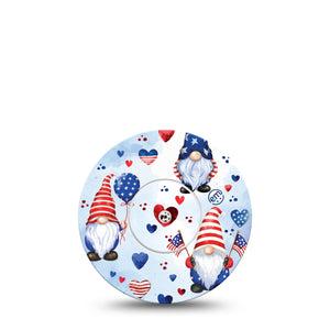 ExpressionMed Summer Gnomies Freestyle Libre Tape, Abbott Lingo,  Single Tape and Single Sticker Americana Flowers Themed Fixing Ring Tape Continuous Glucose Monitor Design