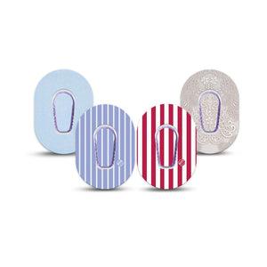 ExpressionMed Washed Classics Dexcom G6 Mini, tape and sticker  faded patriotic colors Waterproof Adhesive Tape for CGM