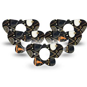 ExpressionMed Art Deco Halloween Dexcom G7 Butterfly Shape Tape, Dexcom Stelo Glucose Biosensor System, 5-Pack Tape Vintage Style Halloween, Adhesive Tape CGM Design