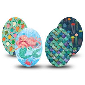 ExpressionMed Tidepool Medtronic Guardian Enlite Universal Oval, 4-Pack Tape turtle and jellyfish illustration Best Covers for CGM