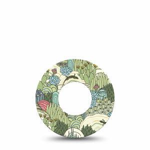 ExpressionMed Cactus Freestyle Libre and Libre 2 Plus Tape, Abbott Lingo, Single Tape Prickly Pear Cactus Florals, Fixing Ring Tape Continuous Glucose Monitor Design