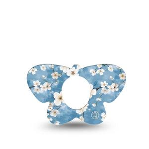 ExpressionMed Cherry Blossom Dexcom G7 Butterfly Shape Tape, Dexcom Stelo Glucose Biosensor System, Single Tape Dainty White Blossoms, Adhesive Tape CGM Design