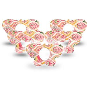 ExpressionMed Blush Dexcom G7 and Dexcom Stelo Glucose Biosensor System Butterfly, 5-Pack soft pink design Adhesive Tape for Continuous Glucose Monitor
