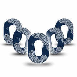 ExpressionMed Blue Swirls Dexcom G6 Mini Tape, 5-Pack Tape Windy Swirl Inspired, Adhesive Tape CGM Design