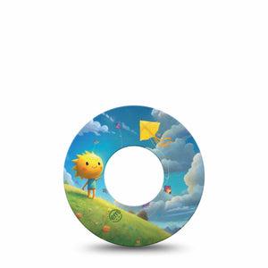 ExpressionMed Summer Kite Freestyle Libre and Libre 2 Plus Tape, Abbott Lingo, Single Tape Joyful Sunny Character, Fixing Ring Tape Continuous Glucose Monitor Design