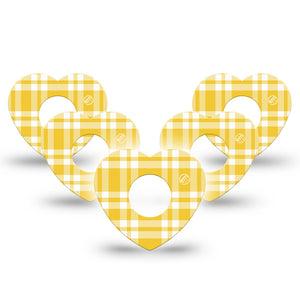 ExpressionMed yellow gingham Infusion Heart, 10-Pack Yellow white checkered Adhesive Tape For Pump