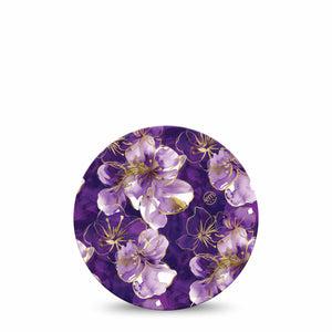 ExpressionMed Plum Gold Dexcom G7 and Dexcom Stelo Glucose Biosensor System OverPatch, Single Tape Gold outline flowers Adhesive Tape for CGM