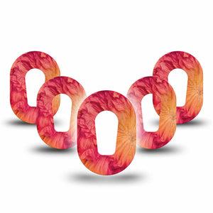 ExpressionMed Ruffles Dexcom G6 Mini, 5-Pack Orange red ombre Waterproof Plaster for Continuous Glucose Monitor