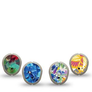 ExpressionMed Summer Splash Variety Pack Dexcom G7 Sticker, Dexcom Stelo Glucose Biosensor System, 4-Pack Sticker Variety Watercolor and Paint Petals, Vinyl Decoration Continuous Glucose Monitor Design