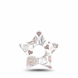 ExpressionMed Minimalist Botanical Freestyle Libre 3 and Libre 3 Plus Star, Single Tape Simple botanical pattern Best Covers for CGM