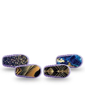 ExpressionMed Midnight Majesty Variety Pack Dexcom G6 Sticker, 4-Pack Sticker Variety Gold metallic inspired Decorative Adhesive Tape for CGM
