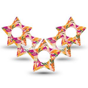 ExpressionMed Retro Brush Stroke Infusion Set Star Shape Tape 10-Pack Tape Spring Plant-Inspired Art, Fixing Ring Patch Continuous Glucose Monitor Design