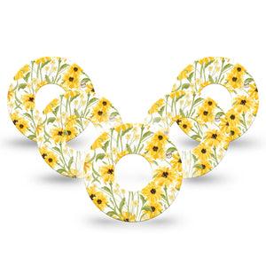 ExpressionMed Yellow Mosaic Floral Infusion Set Tape 10-Pack Tape Spring Floral Print, Overlay Patch Continuous Glucose Monitor Design