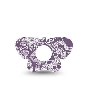 ExpressionMed Purple Henna Infusion Set Butterfly Shape Tape 5-Pack Tape Intricate Henna, Plaster Continuous Glucose Monitor Design