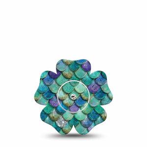 ExpressionMed Mermaid Scales Freestyle Libre, Libre 2 Plus, and Abbott Lingo Flower, Single Tape and Single Sticker ocean shimmer texture Adhesive Tape for CGM