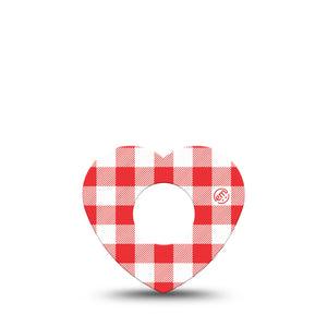 ExpressionMed Red Gingham Infusion Heart, 5-Pack Fourth of July inspired Overlay Patch For Insulin Pump