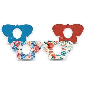 ExpressionMed Teal Rouge Dexcom G7 and Dexcom Stelo Glucose Biosensor System Butterfly, 4-Pack Tape teal botanical design Accessories for CGM