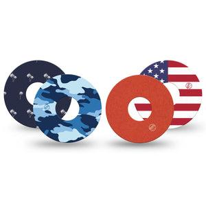 ExpressionMed USA Basics Freestyle Libre 3 and Libre 3 Plus, 4-Pack Tape americana colors Best Covers for CGM
