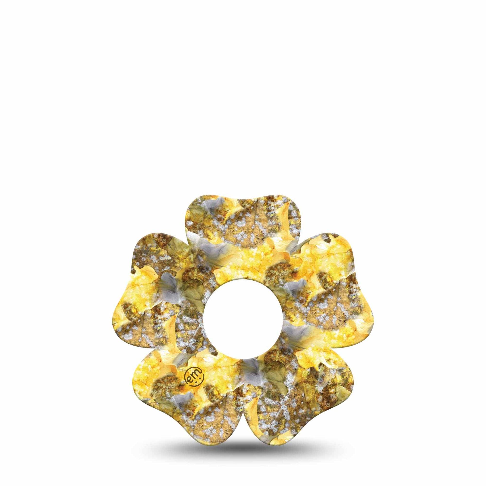 ExpressionMed Fall Camo Freestyle Libre 3 Flower Shape Tape Single Tape Yellow Leaf Camo Gear Plaster CGM Design