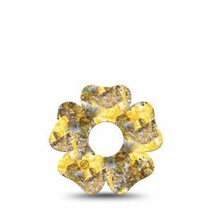 ExpressionMed Fall Camo Freestyle Libre 3 Flower Shape Tape Single Tape Yellow Leaf Camo Gear Plaster CGM Design