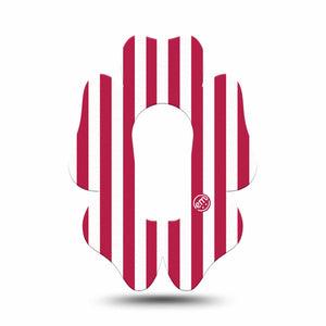 ExpressionMed Red Stripes Dexcom G6 Flower, Single Tape Classic red stripe Overlay Tape for CGM