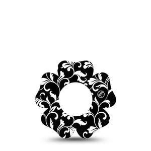 ExpressionMed Fleur de lis Freestyle Libre 2, Abbott Lingo, Flower Shape Tape Single goth flower stems Adhesive Tape CGM Design