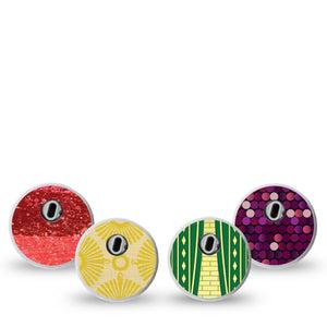 ExpressionMed Somewhere Over the Rainbow Variety Pack Freestyle Libre 3 and Libre 3 Plus Sticker, 4-pack Sticker Variety, Oz Film Themed, Decorative Decal CGM Design