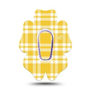 ExpressionMed yellow gingham Dexcom G6 Flower, Single Tape and Single Sticker Summer yellow plaid Adhesive Tape for CGM