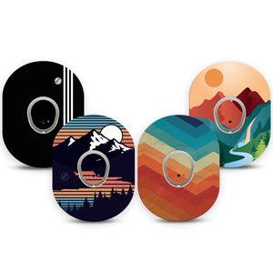 ExpressionMed Retro Alpine Trek Variety Pack Dexcom G7 Sticker and Tape, Dexcom Stelo Glucose Biosensor System,  Mountain Views, Vinyl Sticker and Tape Pairing Continuous Glucose Monitor Design