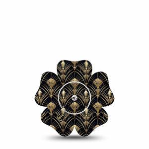 ExpressionMed Midnight Deco Freestyle Libre, Libre 2 Plus, and Abbott Lingo Flower, Single Tape and Single Sticker Vintage deco pattern Adhesive Tape for CGM