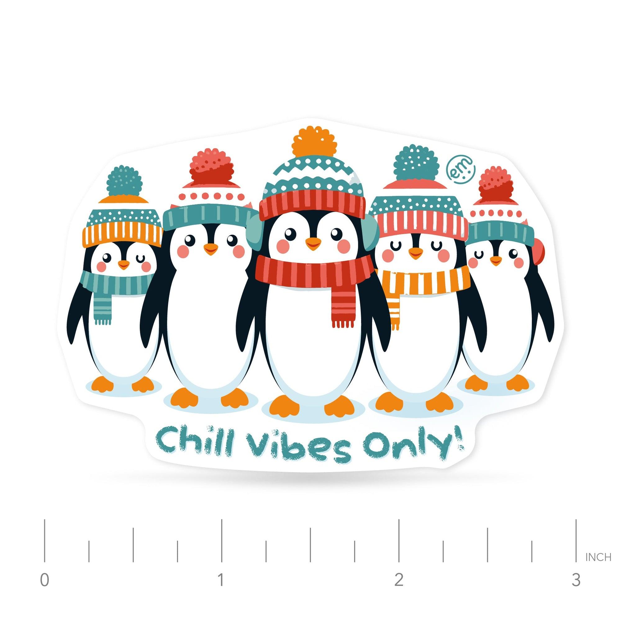 ExpressionMed Penguins In Row Decal Sticker  Hat and Scarf Penguins,  Decal Sticker Only