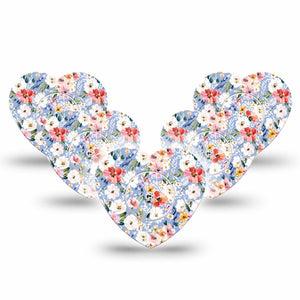 ExpressionMed Petal Breeze Freestyle Libre, Libre 2 Plus, and Abbott Lingo Heart, 5-Pack Tape and 5-Pack Sticker Delicate stems Plaster for Continuous Glucose Monitor