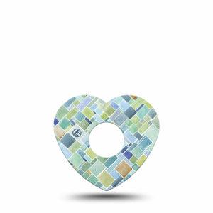 ExpressionMed Watercolor Geometrics Freestyle Libre 3 Heart Shape Tape Single Pastel Green Blue Mosaic Patch CGM Design