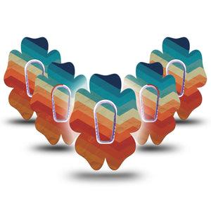 ExpressionMed Retro Winter Coat Dexcom G6 Flower Shape Tape, 5-Pack Tape and 5-Pack Sticker 70s Coat Pattern, Adhesive Patch Continuous Glucose Monitor Design