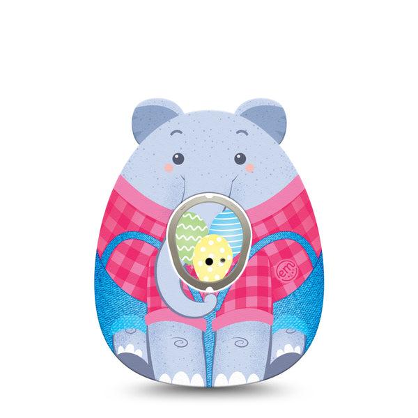 ExpressionMed Circus Elephant Dexcom G7 Gumdrop Shape Tape, Dexcom Stelo Glucose Biosensor System, Single Tape and Single Sticker Elephant Stuffed Animal Inspired, Patch CGM Design