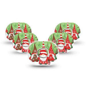 ExpressionMed Holiday Gnomies Dexcom G7 Mini Tape, Dexcom Stelo Glucose Biosensor System, 5-Pack Tape and 5-Pack Sticker Xmas Celebration Gnomies, Patch Continuous Glucose Monitor Design