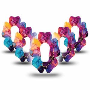 ExpressionMed Rainbow Ink Dexcom G6 Flower, 5-Pack Artistic color flow Plaster for Continuous Glucose Monitor