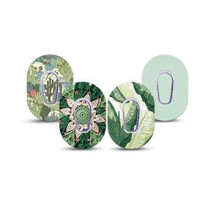 ExpressionMed Tropical Greens Dexcom G6 Mini, tape and sticker  jungle leaf pattern Waterproof Adhesive Tape for CGM
