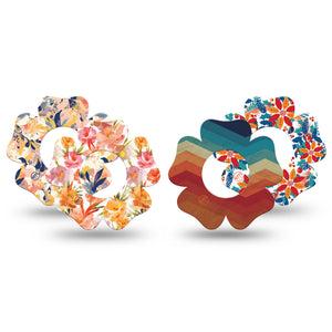 ExpressionMed Jewel Tone Glow Variety Pack Freestyle Libre 2 and Libre 2 Plus Flower Shape Tape, Abbott Lingo, 4-Pack Tape Variety Cheerful Colors, Plaster CGM Design