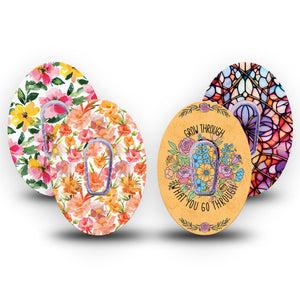 ExpressionMed Bold Bloom Dexcom G6, tape and sticker  Cozy warm flowers Waterproof Plaster for Continuous Glucose Monitor