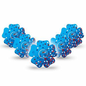 ExpressionMed Confetti Stars Freestyle Libre 3 and Libre 3 Plus Flower Shape Tape 5-Pack Tape and 5-Pack Sticker American Confetti Stars, Plaster CGM Design